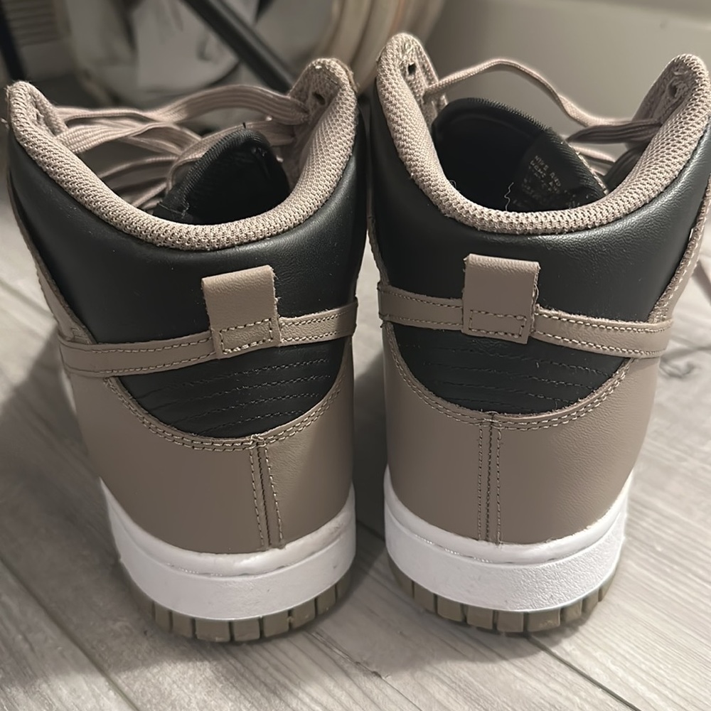 Nike Women’s Dunk High-Top Sneakers in Black and Taupe - Picture 3 of 4